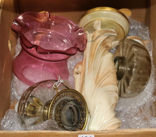 A Royal Worcester porcelain oil lamp (a.f.)